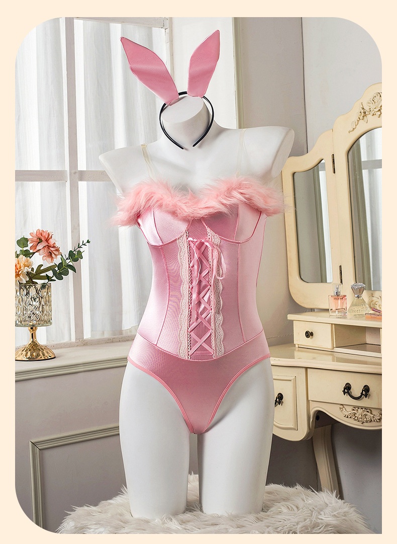 Eros Lab Lingerie Cute Bunny Girl Plush Bodysuit Fishnet Sexy Charming Passion Set Wholesale Temptation_voghion.com