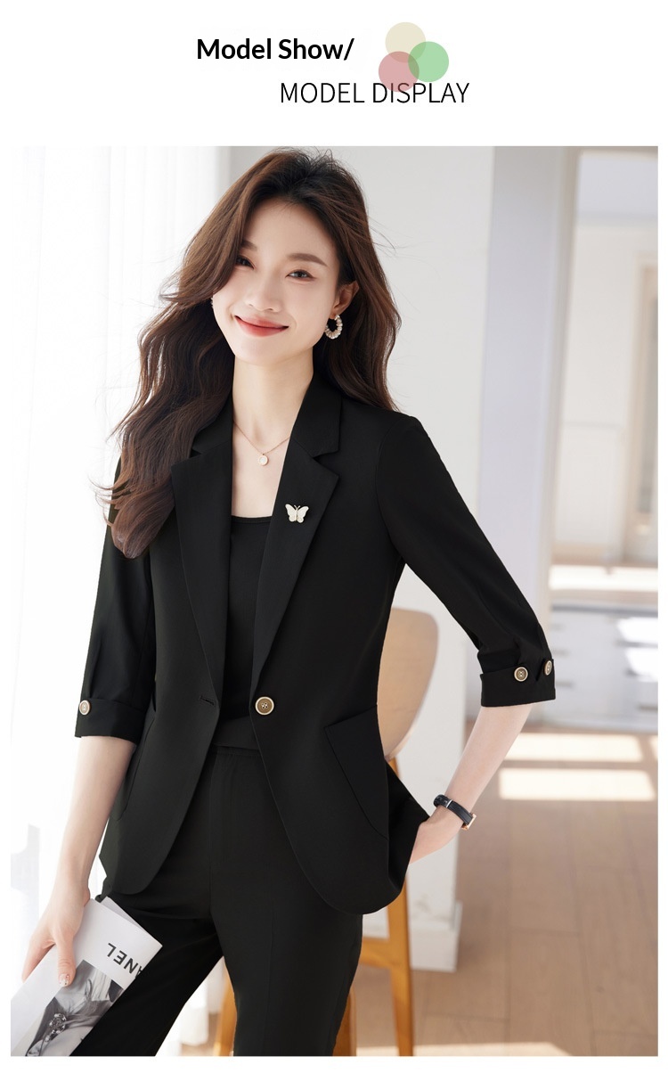 ChicShe 2024 Spring Summer New Professional Wear Women's High-end Mid-sleeve Suit Set Elegant Jewelry Hotel Beautician Uniform_voghion.com