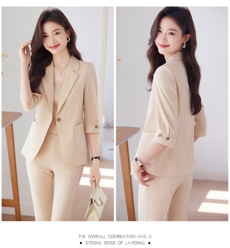 ChicShe 2024 Spring Summer New Professional Wear Women's High-end Mid-sleeve Suit Set Elegant Jewelry Hotel Beautician Uniform_voghion.com