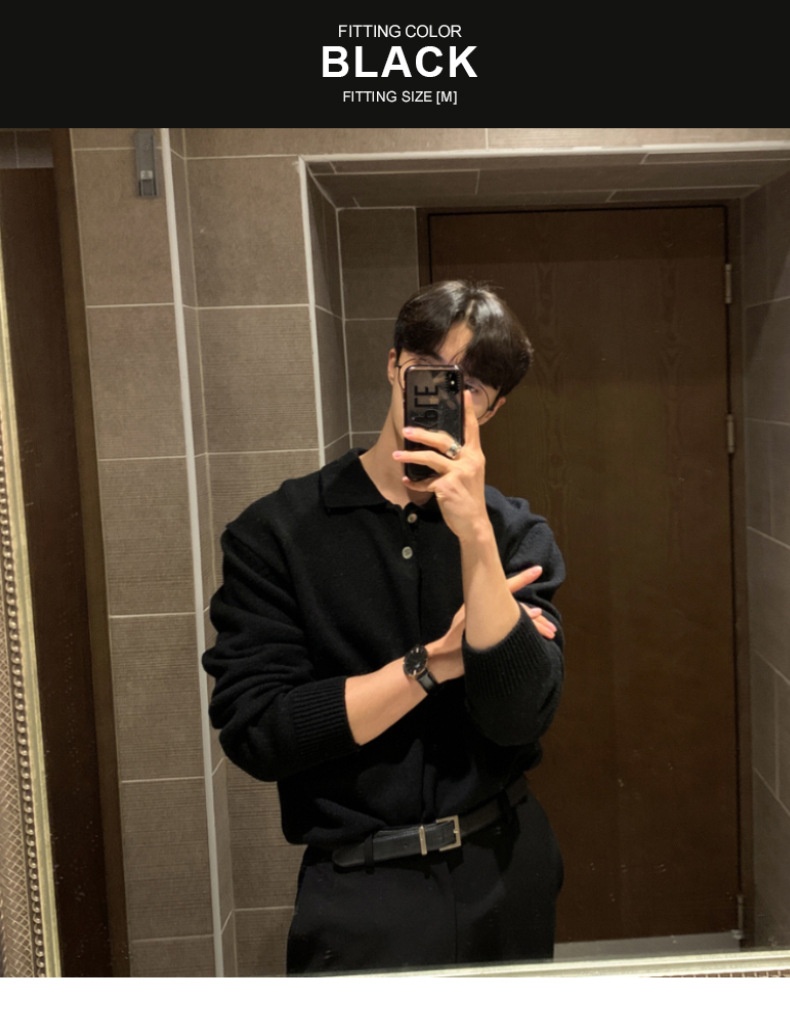 Boy Boy ASCLO New Dongdaemun Korean Clothing Turn-down Sweater Men's Designer Polo Collar Skinfriendly Loose Autumn Casual_voghion.com