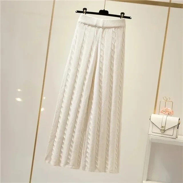 ChicShe 2025 Neues Cross-Border Damen-Dreiteiler-Set: Verdickte Weste, hochgeschlossener Strickpullover, weite Hose. Herbst/Winter_voghion.com