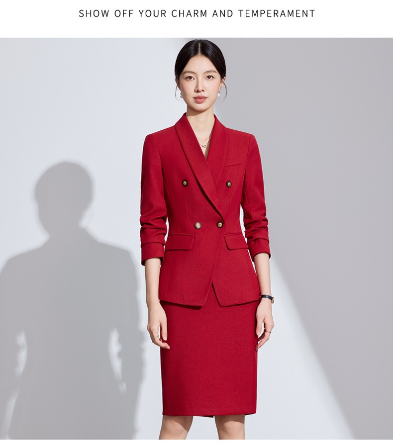 ChicShe Red Long Sleeve Blazer Women's Vest Pants Three-Piece Set Autumn Winter New Professional Fashion High-End Feel_voghion.com