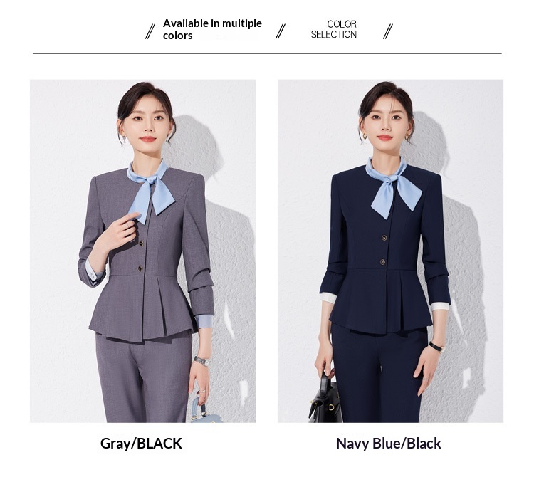 ChicShe 2025 Spring Autumn New Long Sleeve Professional Suit Set Women With Elegant Bow Tie For Hotel Front Desk And Beauty_voghion.com