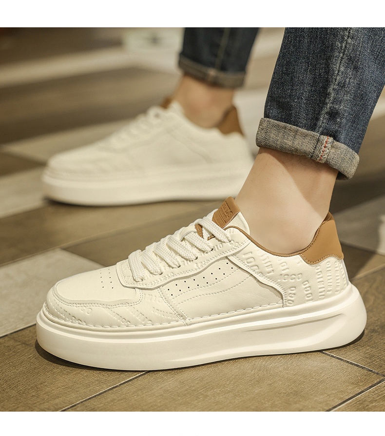 Glide European Suit British Style Thick-Soled White Autumn Breathable Thin Non-Slip Men's Trendy Shoes_voghion.com