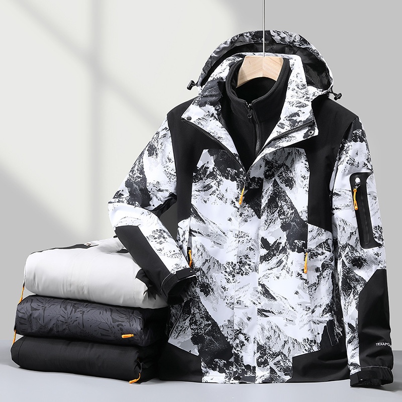 boy Boy Robo Outdoor 3-in-1 For Men And Women, Couple's Large Size Hiking Suit With Fleece, Warm Three-Piece Set Jacket_voghion.com