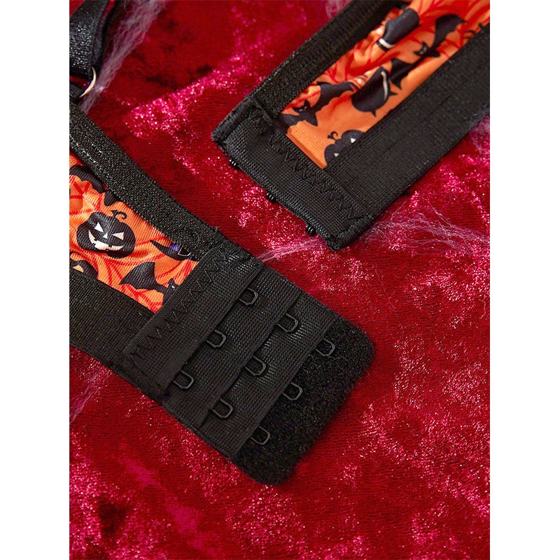 Eros Lab Cross-Border New Halloween Pattern Sexy Pure Desire Lingerie European And American Plus Size Push-Up Bra Two-Piece Set_voghion.com