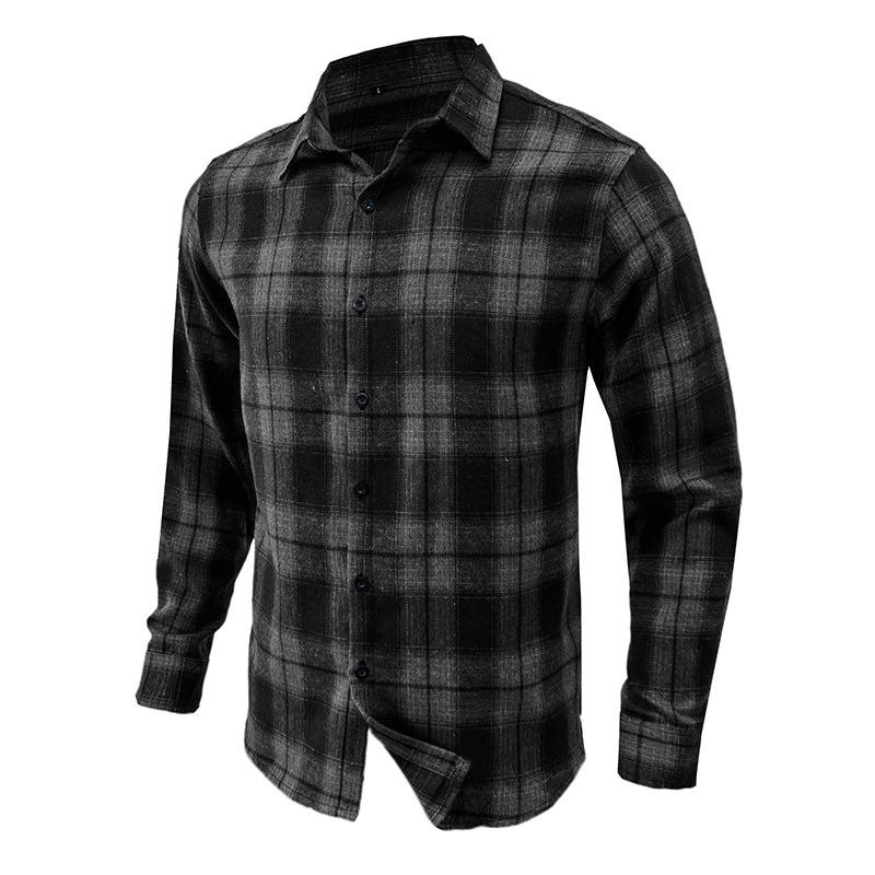 ForMen 2022 Cross-Border Loose Flannel Autumn Winter European And American Long Sleeve Plaid Casual Shirt Men's Style_voghion.com