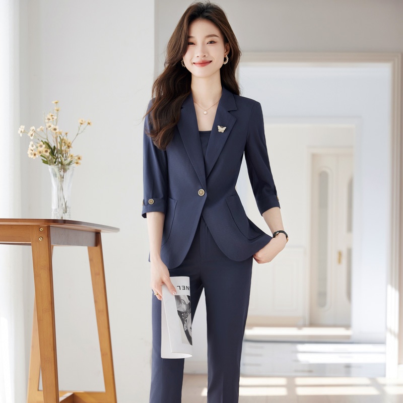 ChicShe 2024 Spring Summer New Professional Wear Women's High-end Mid-sleeve Suit Set Elegant Jewelry Hotel Beautician Uniform_voghion.com