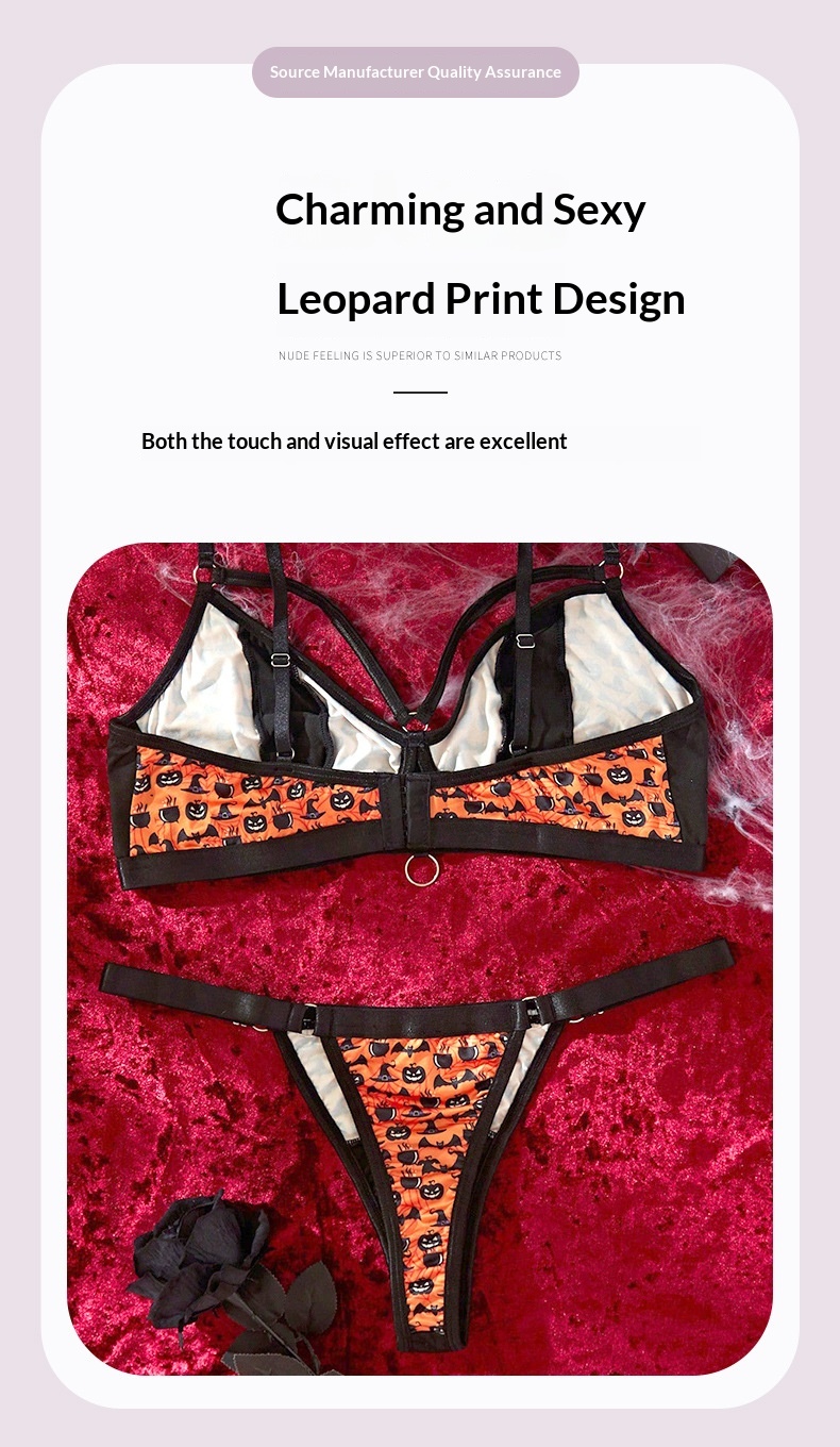 Eros Lab Cross-Border New Halloween Pattern Sexy Pure Desire Lingerie European And American Plus Size Push-Up Bra Two-Piece Set_voghion.com