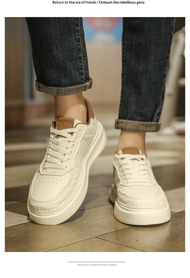 Glide European Suit British Style Thick-Soled White Autumn Breathable Thin Non-Slip Men's Trendy Shoes_voghion.com