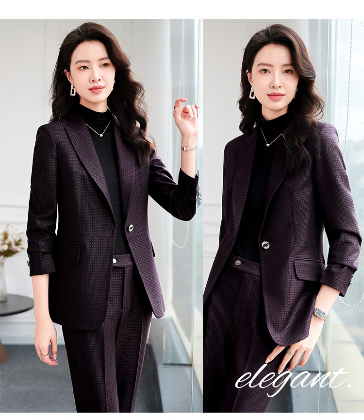 ChicShe Plaid Single Button Elegant Professional Suit Women's Formal Outfit Pants Long Sleeve Workplace Winter Temperament 2529_voghion.com