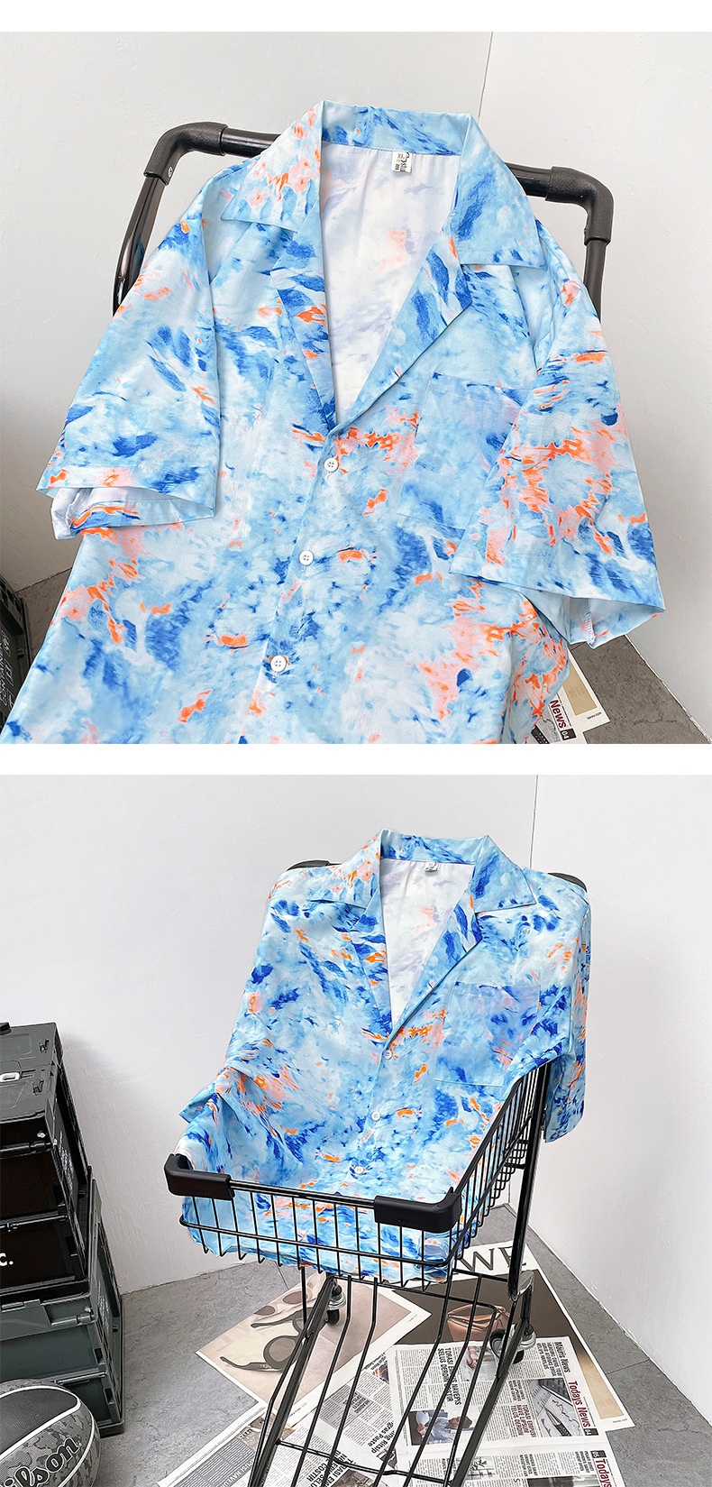 ForMen Sommer-High-End-Herrenhemd mit Batikmuster, Blumenmuster, kurzen Ärmeln und lockerem Kuba-Kragen – ein angesagter Trend_voghion.com