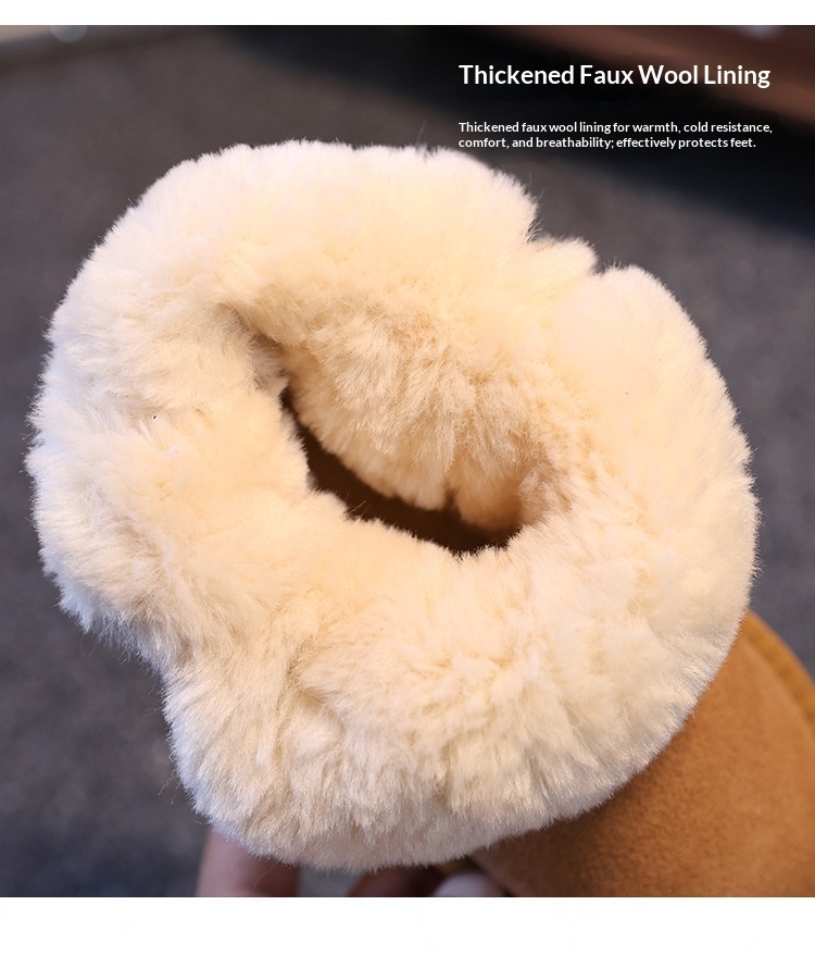 ShoeGlobe Stivali da neve per bambini e bambine in pelle bovina con un bottone, scarpe invernali spesse, calde e antiscivolo con fodera in pile per bambini piccoli e_voghion.com