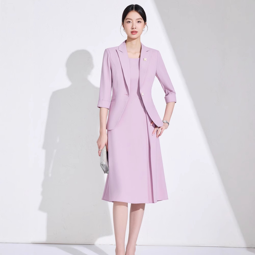 ChicShe Three-quarter Sleeve Small Collar Jacket Women Pants Dress Spring Summer Autumn Two-piece Suit High-end Fashionable_voghion.com