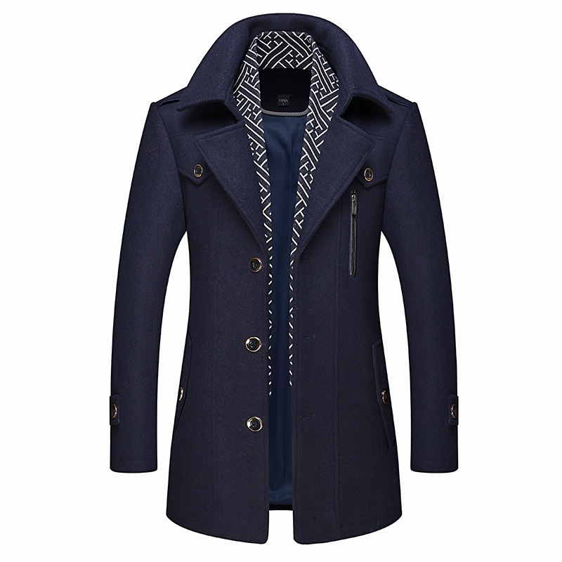 boy Boy New In Stock Wool Autumn Winter Men's Scarf Collar Warm Woolen Trench Middle-aged Coat Jacket_voghion.com