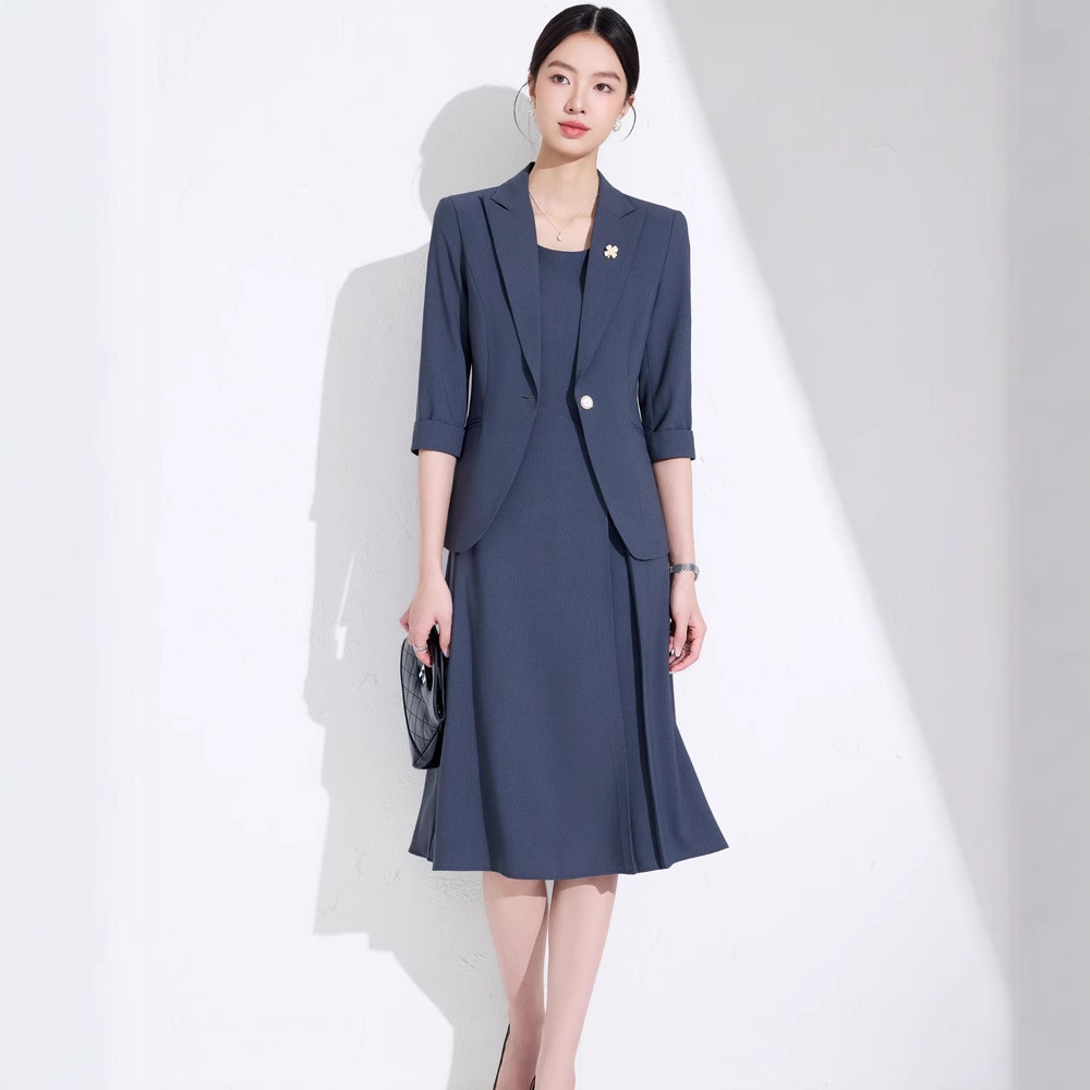 ChicShe Three-quarter Sleeve Small Collar Jacket Women Pants Dress Spring Summer Autumn Two-piece Suit High-end Fashionable_voghion.com