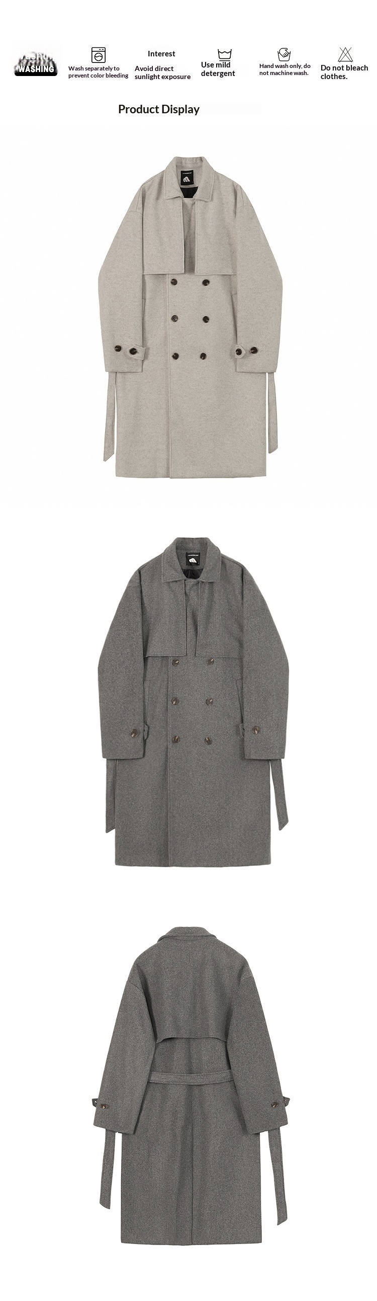 boy Boy MYQ Wool For Men Winter Mid-Length Thickened Woolen Jacket Korean Style Trendy High-End Loose Trench Coat_voghion.com