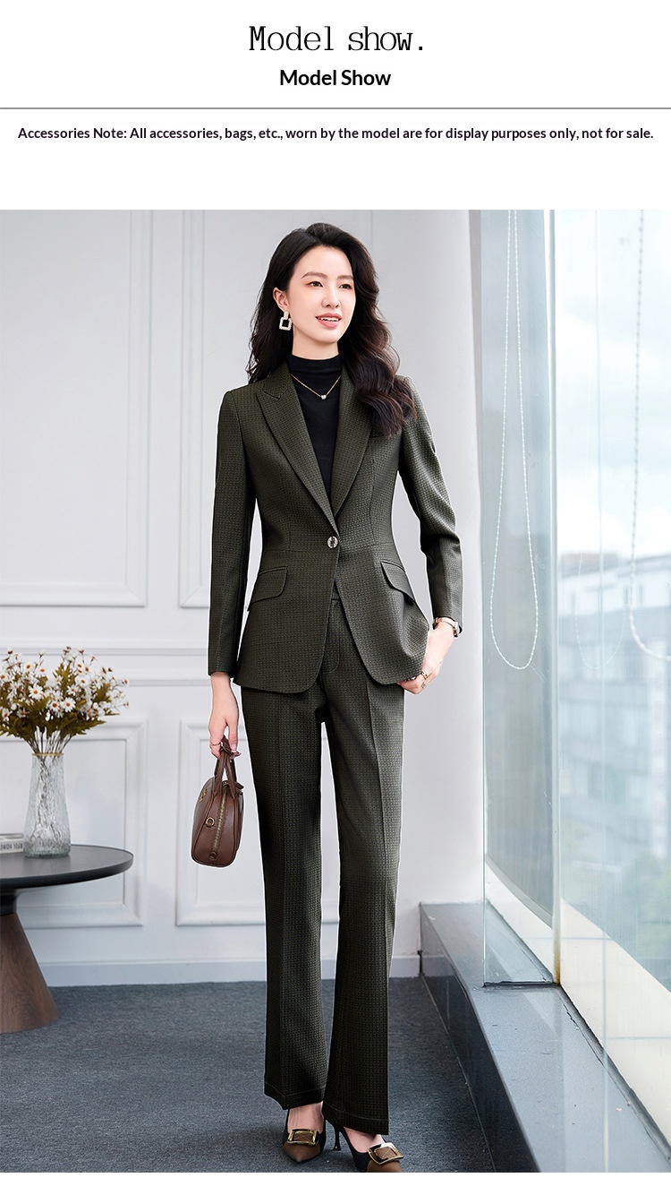 ChicShe Plaid Single Button Elegant Professional Suit Women's Formal Outfit Pants Long Sleeve Workplace Winter Temperament 2529_voghion.com