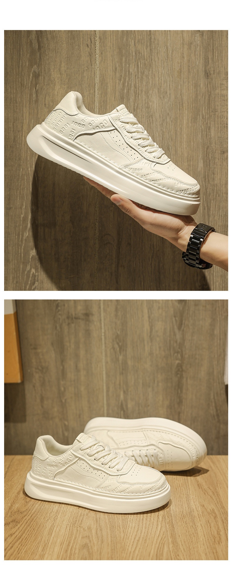 Glide European Suit British Style Thick-Soled White Autumn Breathable Thin Non-Slip Men's Trendy Shoes_voghion.com