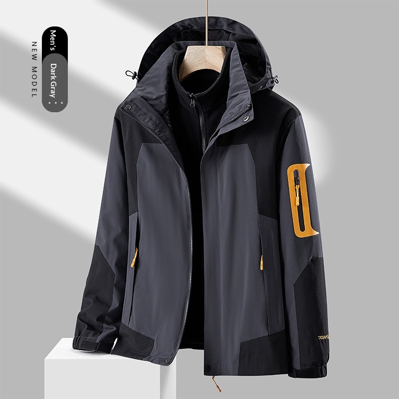 boy Boy Robo Outdoor 3-in-1 For Men And Women, Couple's Large Size Hiking Suit With Fleece, Warm Three-Piece Set Jacket_voghion.com