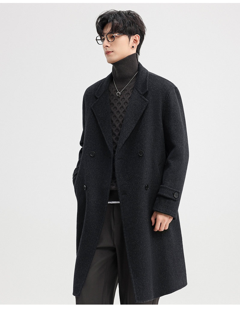 Boy Herren-Wollmantel Herbst/Winter 2025, doppelseitig, mittellang, mit Kragen, zweireihig, aus Wolle_voghion.com