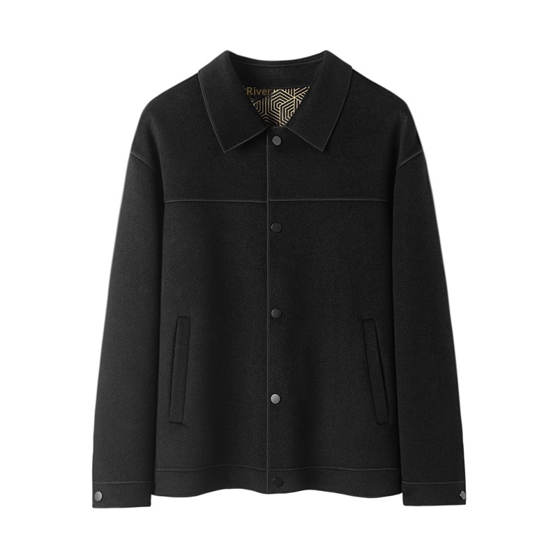 boy Boy 100% Autumn Winter Cashmere Executive Jacket Men's Short Lapel Wool Double-Sided Coat_voghion.com