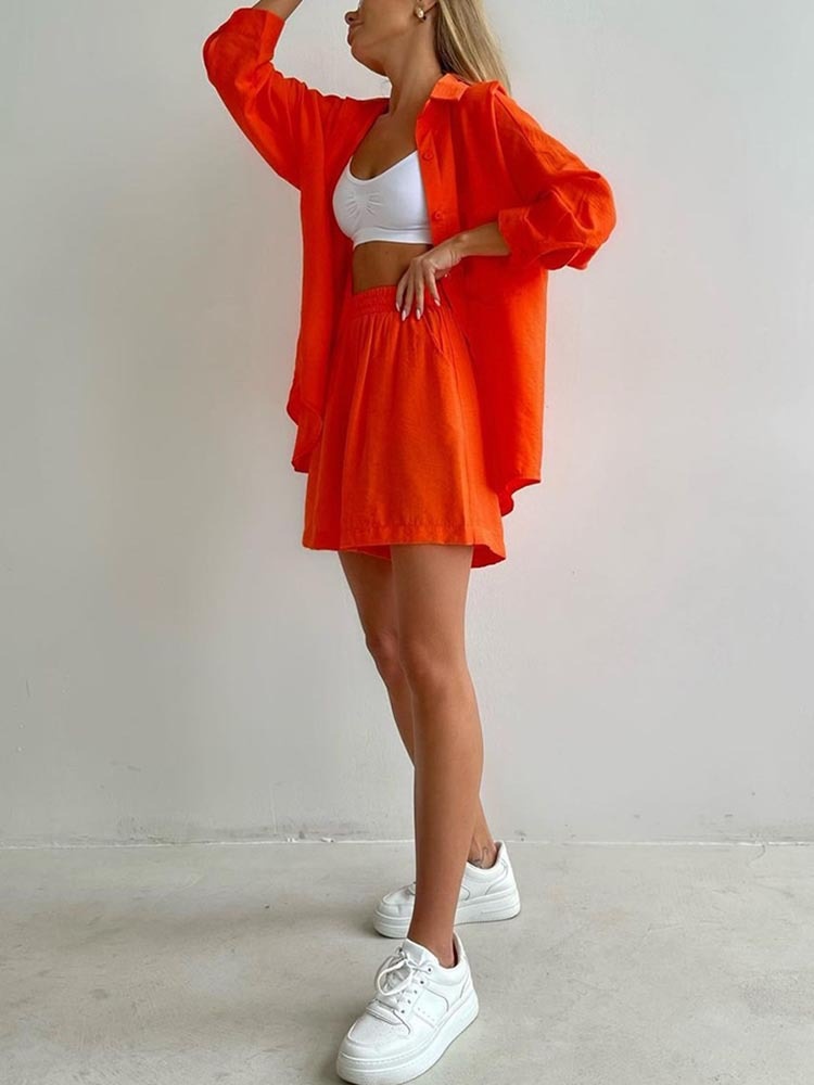 ChicShe Printemps 2024 Nouvelle chemise unie à manches longues, style européen et américain, coupe ample et décontractée_voghion.com