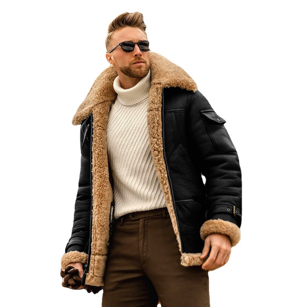 boy Boy 2021 Autumn Winter New Fur-Lined Men's Jacket Mid-Length Export Wholesale Thickened Coat_voghion.com