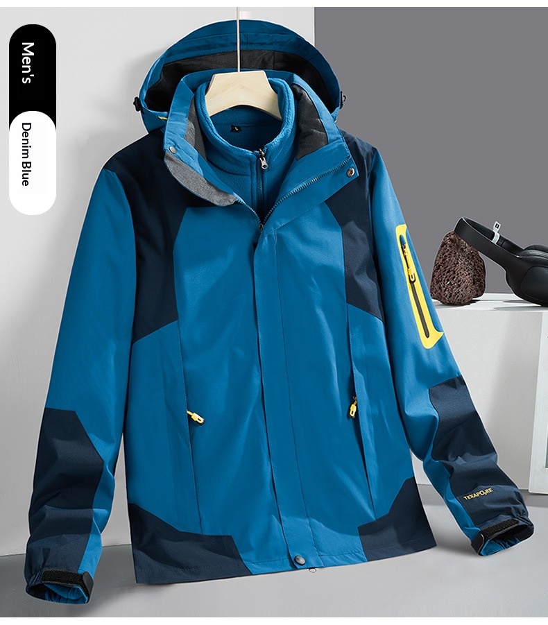 boy Boy Robo Outdoor 3-in-1 For Men And Women, Couple's Large Size Hiking Suit With Fleece, Warm Three-Piece Set Jacket_voghion.com