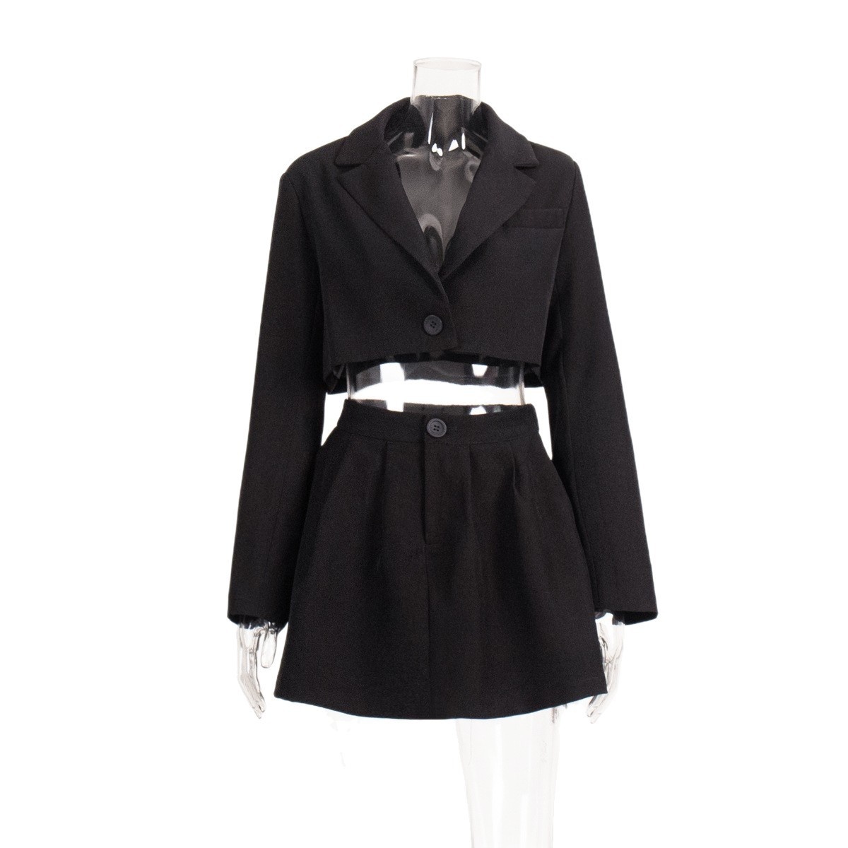 ChicShe Cross-Border Short European And American 2025 Spring Summer Y2K Right Shoulder Lapel Small + Mini Skirt Suit Set_voghion.com