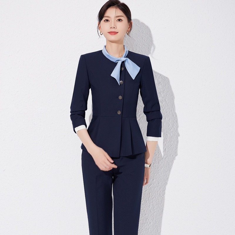 ChicShe 2025 Spring Autumn New Long Sleeve Professional Suit Set Women With Elegant Bow Tie For Hotel Front Desk And Beauty_voghion.com