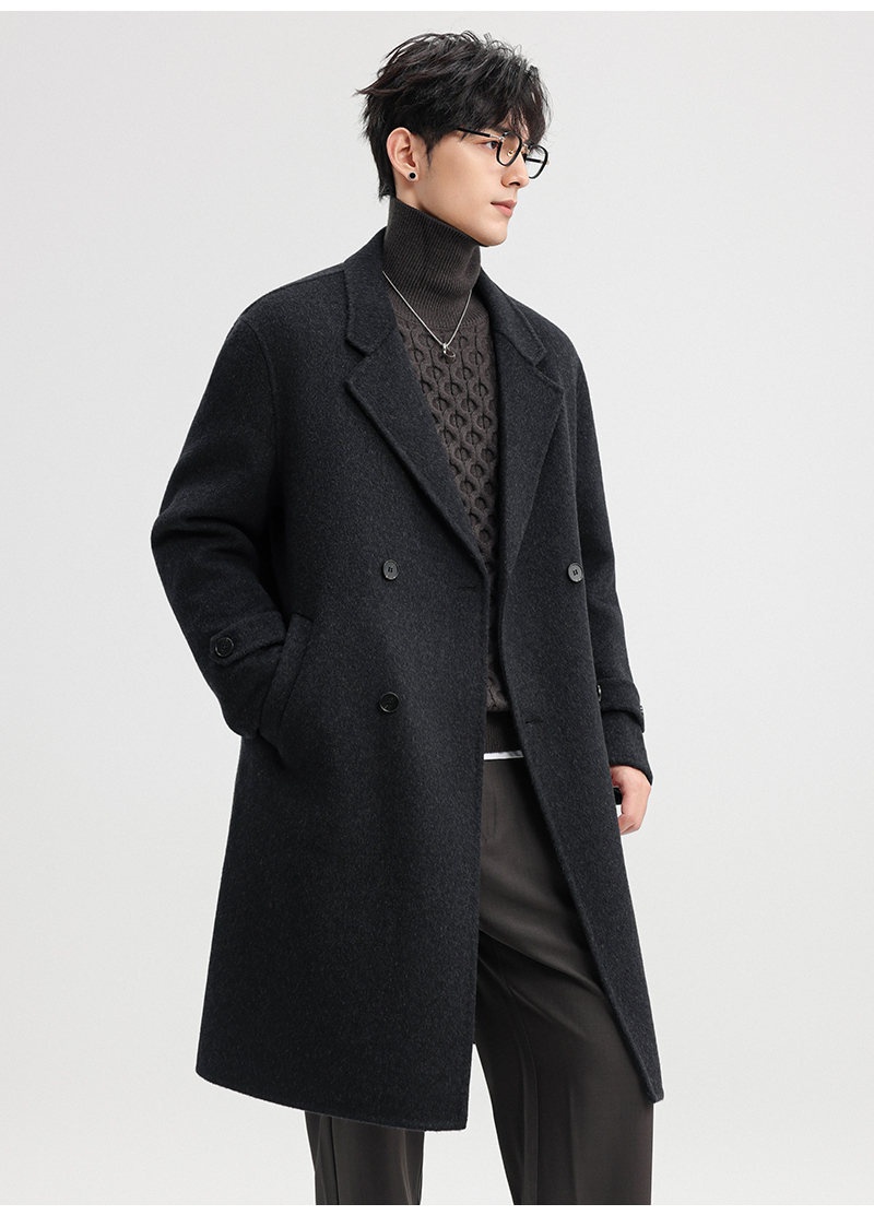 Boy Herren-Wollmantel Herbst/Winter 2025, doppelseitig, mittellang, mit Kragen, zweireihig, aus Wolle_voghion.com