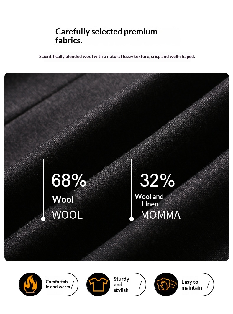 boy Boy Autumn Winter Mid-Length Slim Fit For Middle-Aged Men, Korean Style Men's Wool Trench Coat_voghion.com