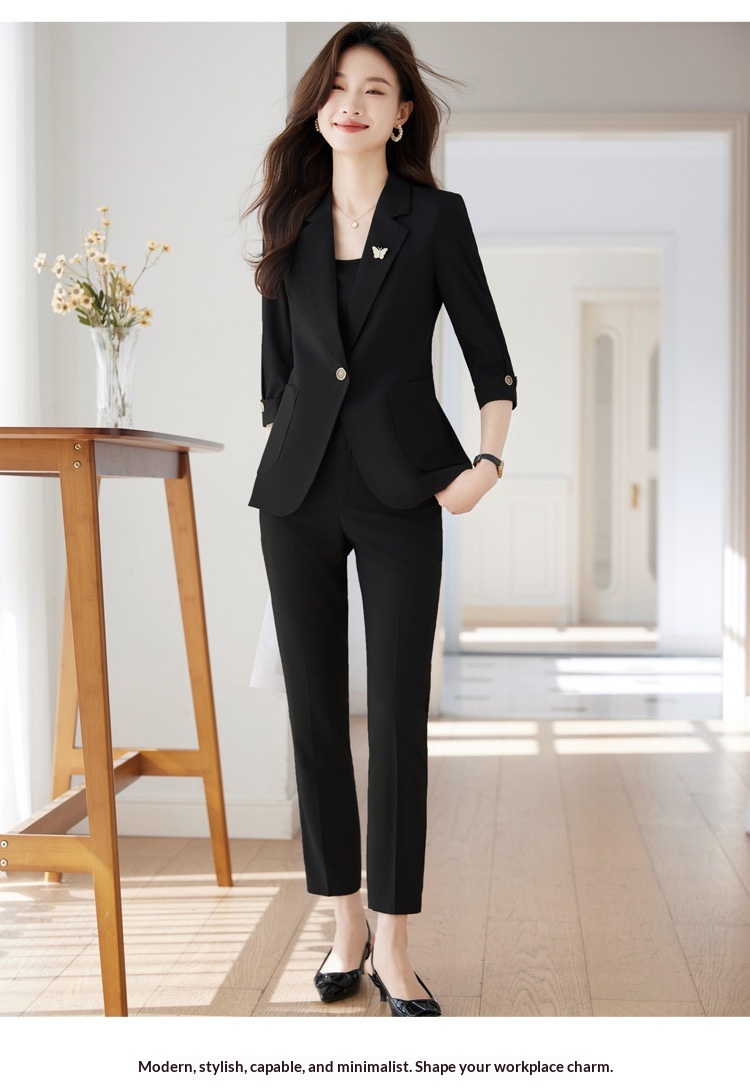ChicShe 2024 Spring Summer New Professional Wear Women's High-end Mid-sleeve Suit Set Elegant Jewelry Hotel Beautician Uniform_voghion.com