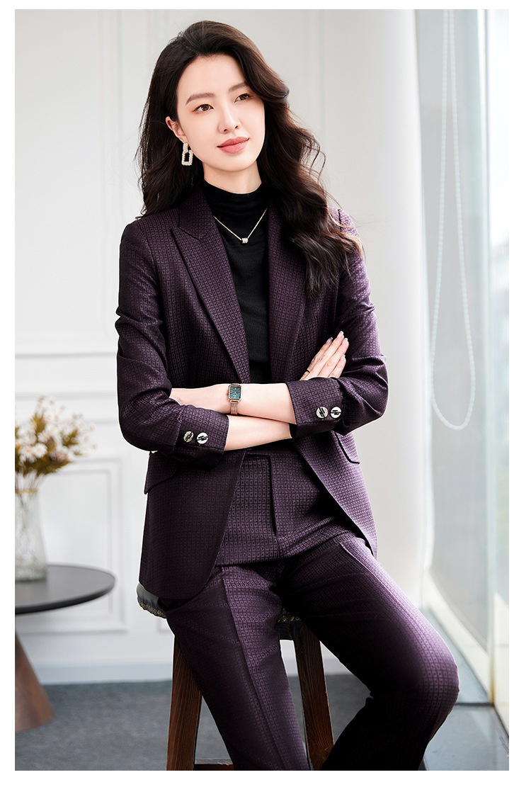 ChicShe Plaid Single Button Elegant Professional Suit Women's Formal Outfit Pants Long Sleeve Workplace Winter Temperament 2529_voghion.com