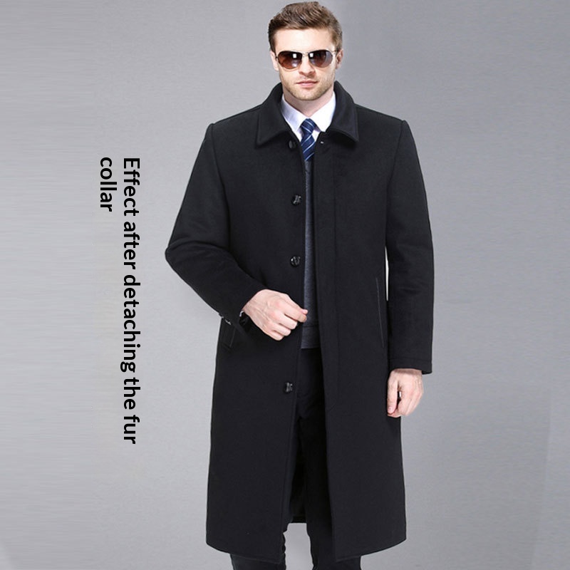 boy Boy Boy Winter Thick In-Stock Trench Business Casual Mid-Length Thickened Wool Coat Men's Large Lapel_voghion.com