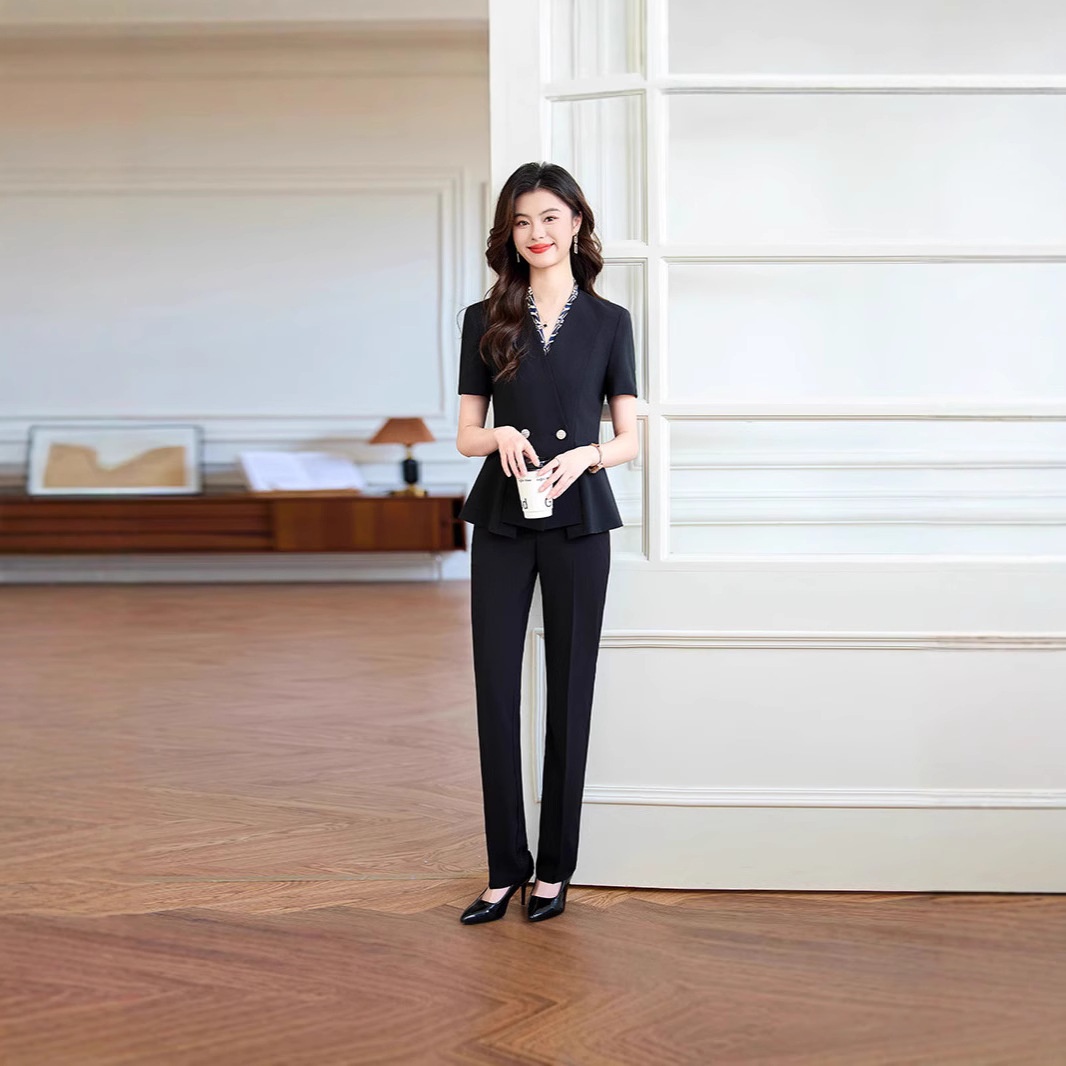 ChicShe Short Sleeve V-Neck Blazer Women's Pants Skirt Professional Casual Summer Two-Piece Set 2025 New Style_voghion.com