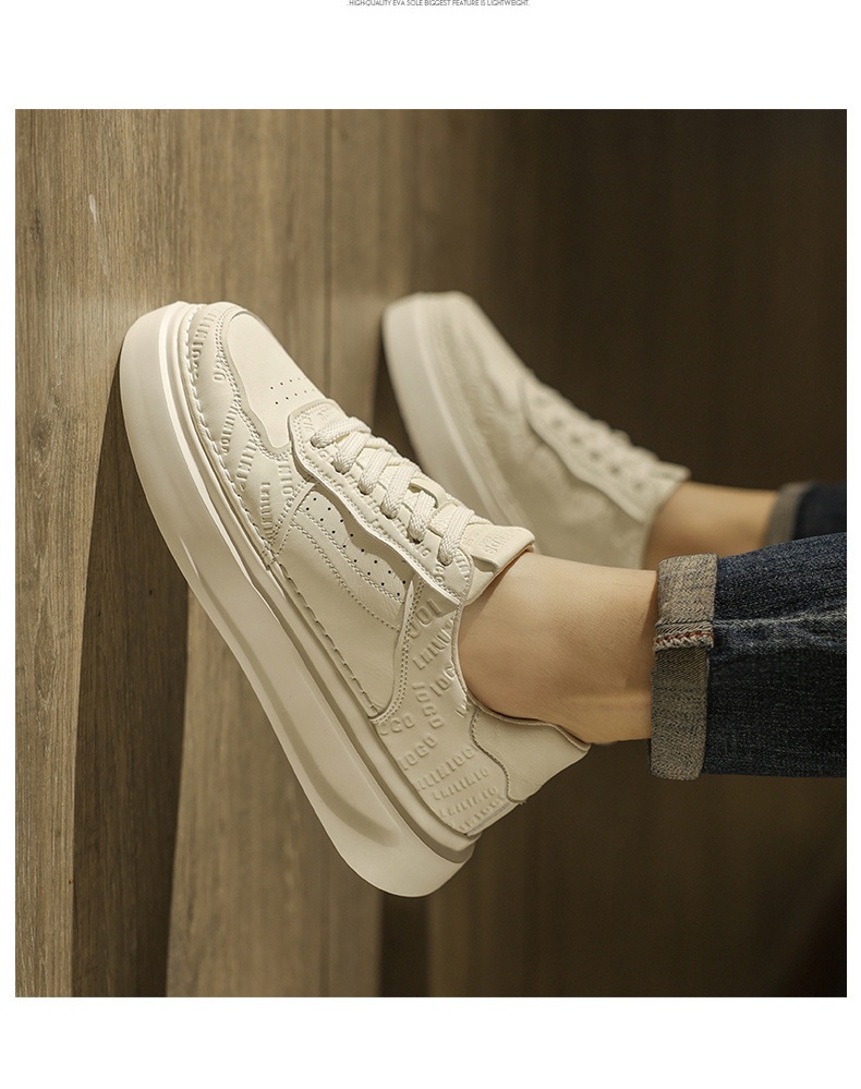 Glide European Suit British Style Thick-Soled White Autumn Breathable Thin Non-Slip Men's Trendy Shoes_voghion.com