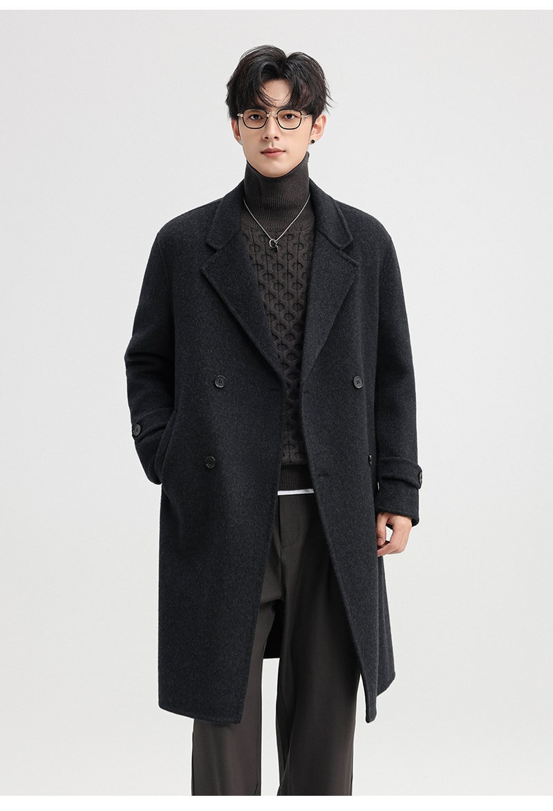 Boy Herren-Wollmantel Herbst/Winter 2025, doppelseitig, mittellang, mit Kragen, zweireihig, aus Wolle_voghion.com