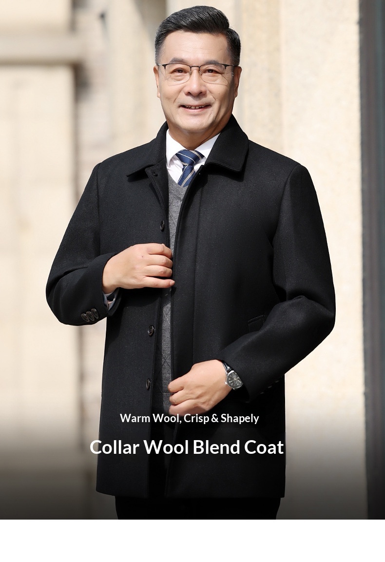 boy Boy Autumn Winter Mid-Length Slim Fit For Middle-Aged Men, Korean Style Men's Wool Trench Coat_voghion.com