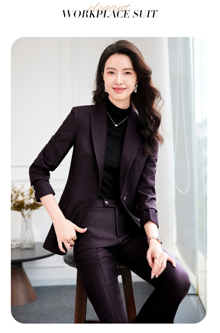 ChicShe Plaid Single Button Elegant Professional Suit Women's Formal Outfit Pants Long Sleeve Workplace Winter Temperament 2529_voghion.com