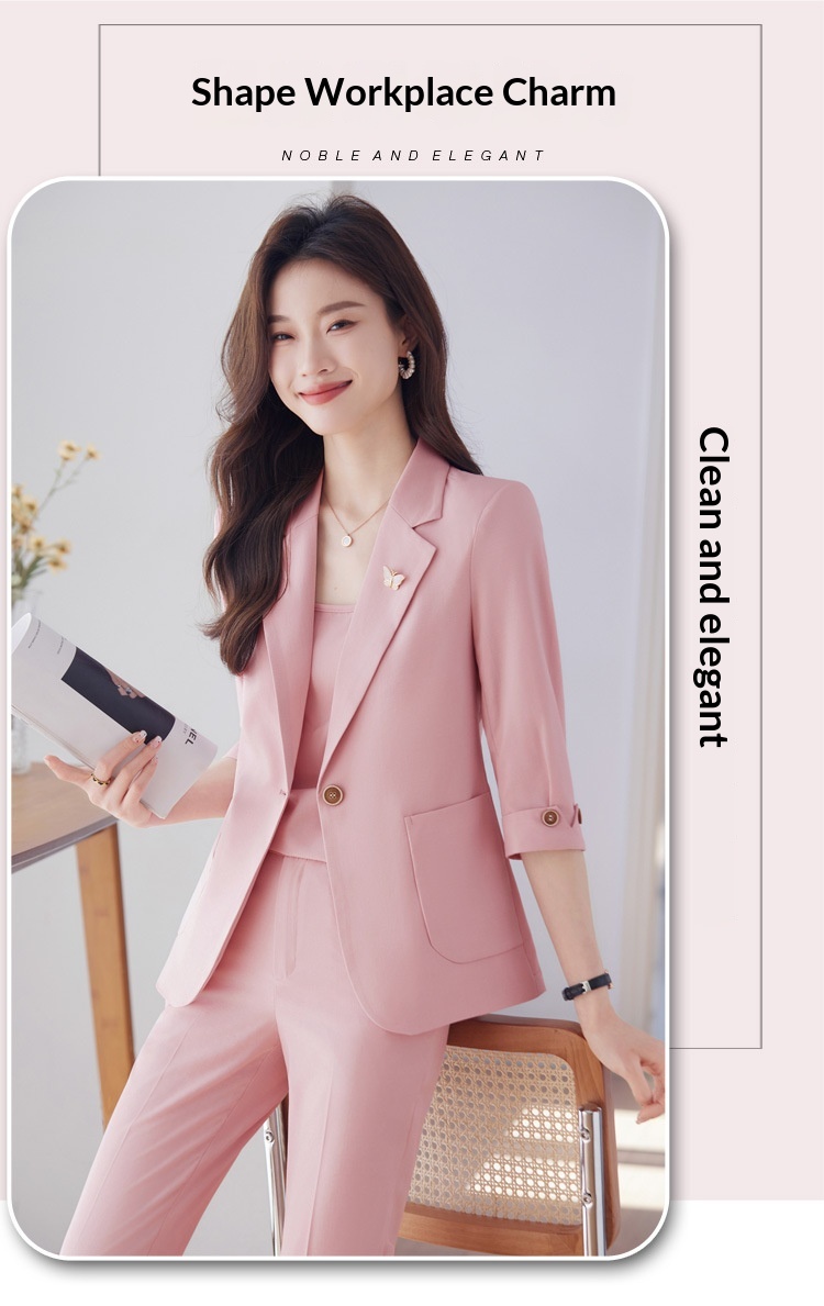 ChicShe 2024 Spring Summer New Professional Wear Women's High-end Mid-sleeve Suit Set Elegant Jewelry Hotel Beautician Uniform_voghion.com