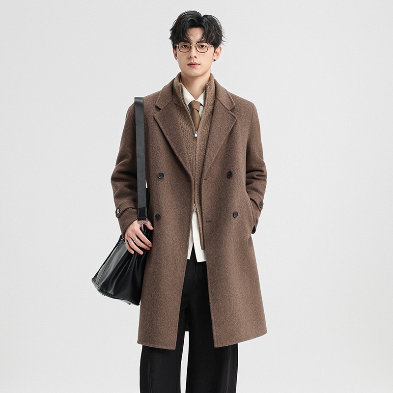 Boy Herren-Wollmantel Herbst/Winter 2025, doppelseitig, mittellang, mit Kragen, zweireihig, aus Wolle_voghion.com