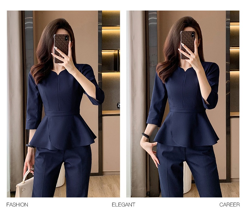ChicShe 2024 Spring And Autumn New Apricot Color Three-Quarter Sleeve Professional Casual Blazer Women's Pants Skirt Two-Piece_voghion.com