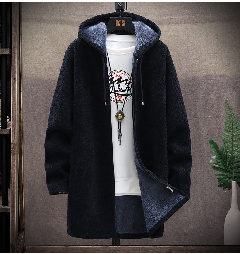 boy Boy Boy High-Quality Autumn Winter New Men's Casual Mid-Length Versatile Fleece Knit Cardigan Trench Coat Jacket_voghion.com