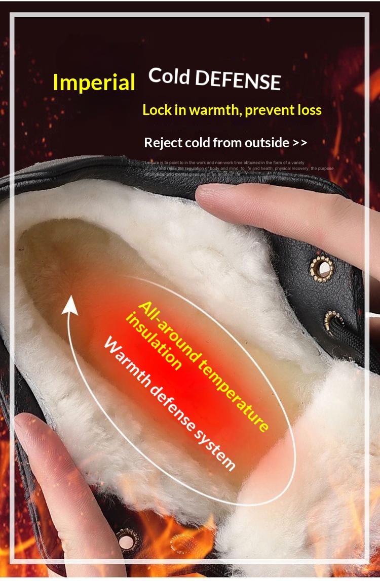 Glide Winter Thickened Fleece Waterproof Leather Shoes Men, Non-Slip Casual Warm Elderly Shoes, Snow Boots For Men_voghion.com