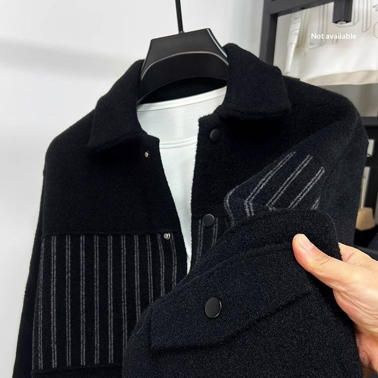 boy Boy Boy Jacket Coat Men's Turn-Down Collar Short Casual Woolen Autumn Winter Thickened Trendy Outerwear Factory Direct Sale_voghion.com