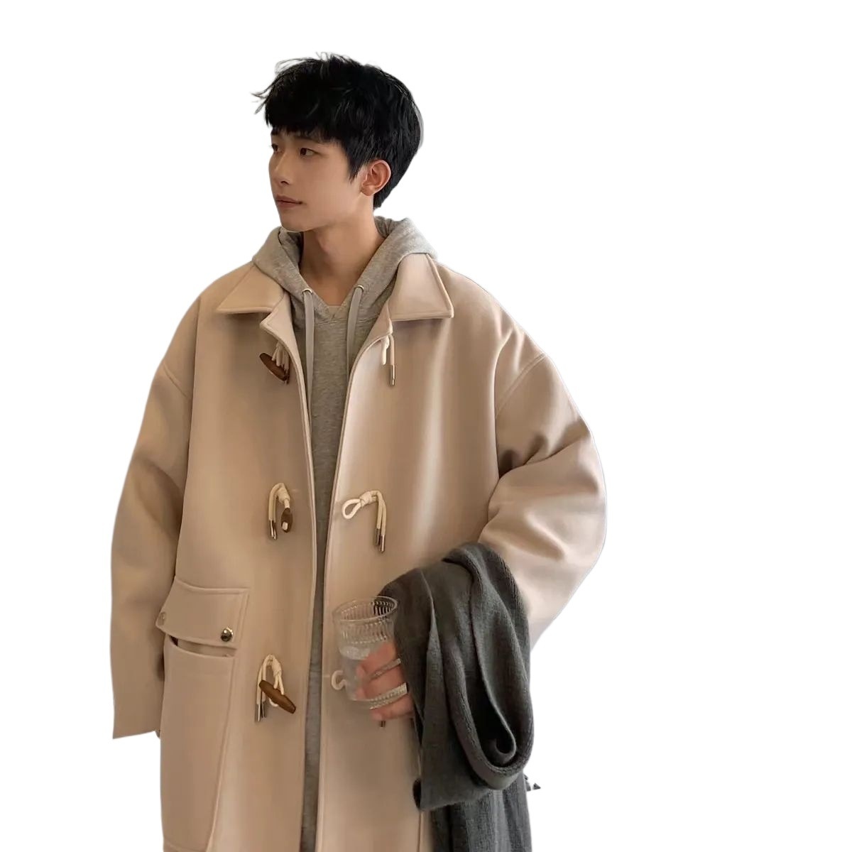 boy Boy Boy Horn Button Wool For Men Thickened Mid-Length Over-the-Knee Trench Coat Autumn Winter Vintage Casual Woolen Jacket_voghion.com