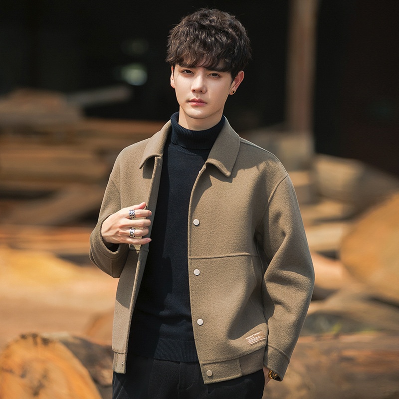 boy Boy Boy 22A01 Men's Double-Sided Jacket New Trend Thickened Woolen Short Cashmere Coat Autumn Winter Casual_voghion.com
