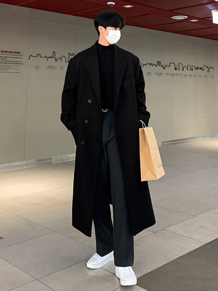 boy Boy Boy C3000 2024 Winter New Wool For Men Korean Style Over-the-Knee Thickened Woolen Jacket Casual Trench Coat_voghion.com